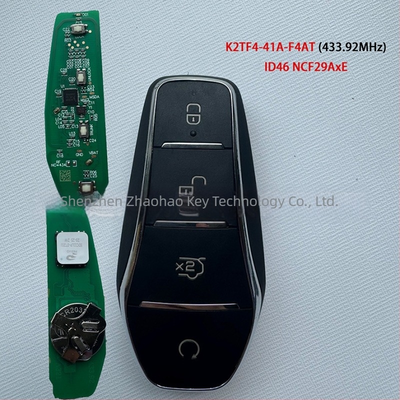 K2TF4-41A-F4AT Okos autókulcs BYD Qin modellhez, 433.92 MHz, 46 csip