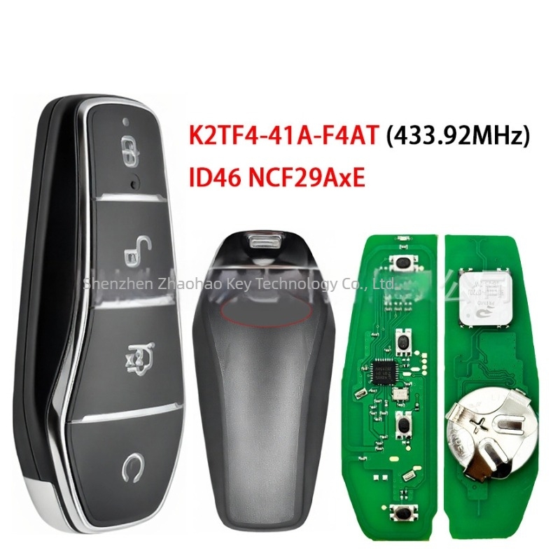K2TF4-41A-F4AT Okos autókulcs BYD Qin modellhez, 433.92 MHz, 46 csip