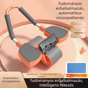 Narancs-szürke hasizom-kör automata visszapattanó könyöktámasz, hasizom edző eszköz, otthoni fitnesz felszerelés