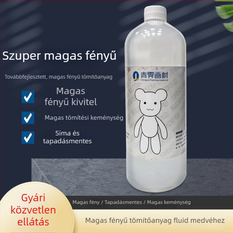 Kézzel készített akril festmény lezáró folyadékkal és fényes olajjal; merész medve motívumú műalkotás; hőálló és magas keménységű felület.