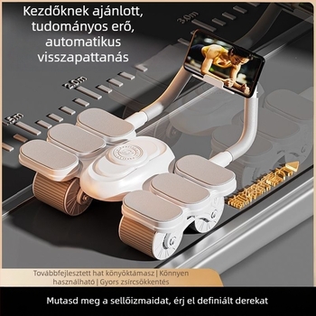 Négykerekű hasizomkerék automatikus visszaforduló mechanizmussal, férfiaknak és nőknek, hasizom-edzés, fitnesz felszerelés