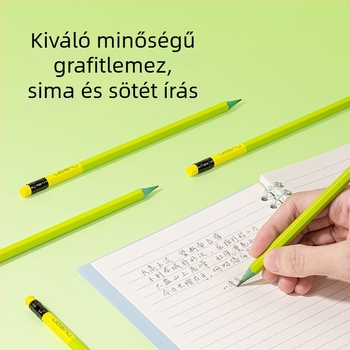 Deli NS796-HB zöld grafit íróceruza gumival a végén, hatszögletű fa testtel, vizsgákhoz, vázlatokhoz és graffitihoz