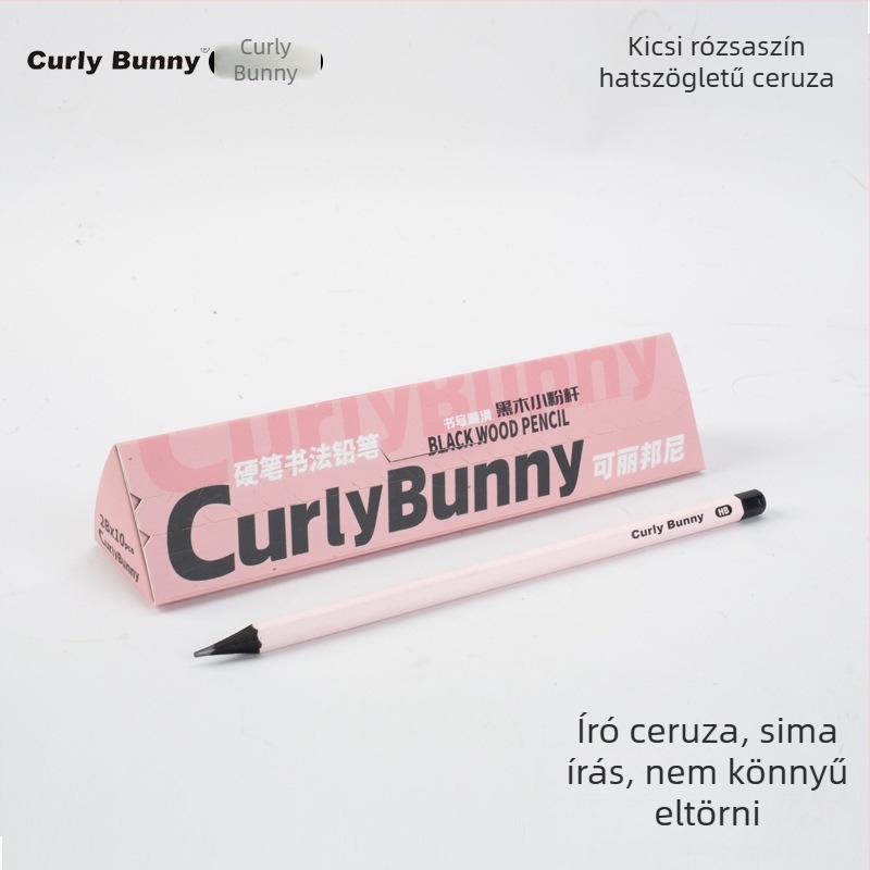 Curly Bunny rózsaszín ceruza az első osztályosok számára, hatszögletű test HB, törésálló, 2B ceruza