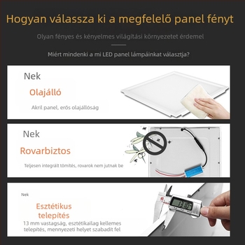 Beépített mennyezeti LED világítás konyhához, alumínium panel beépített, 30×30 cm, 300×600 mm, 600 mm síkpaneles világítás