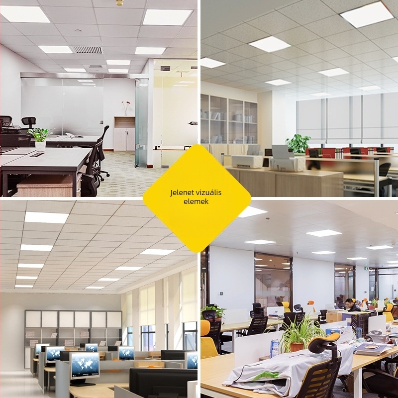 LED síkpanel 600x600, beépített mennyezetes irodai világítás, alumínium panel