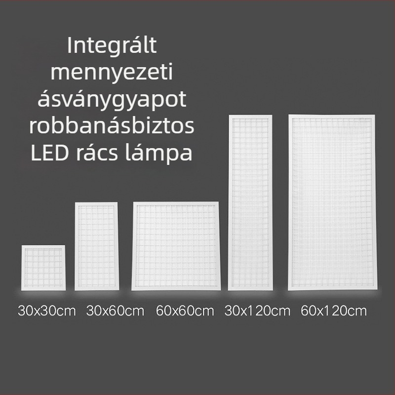 LED robbanásbiztos panellámpa, 60×60 cm, beépített mennyezeti kivitel, alumínium ház, 6500K, 50 000 óra élettartam, raktárakhoz és gyárakhoz