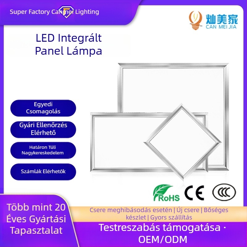 Egyedi LED panel világítás 600×600, beépített mennyezeti lámpa konyhának és fürdőszobának, alumínium panel