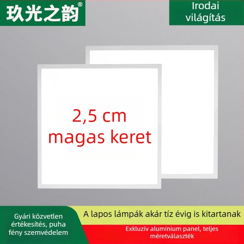 Integrált mennyezeti LED-panel 600×600 és 600×1200, magas kerettel, alumínium profil
