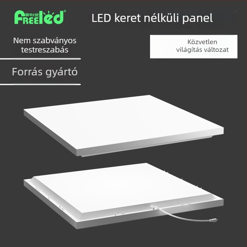 60×60 keret nélküli panelvilágítás beépített mennyezethez, felületre szerelve