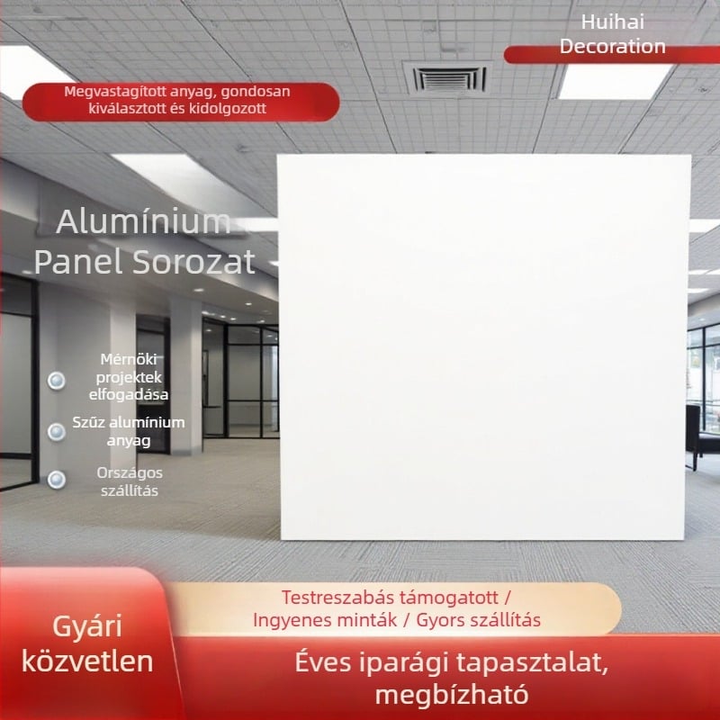 60×60 cm-es alumínium mennyezeti panelok sík plafonokhoz, integrált mennyezet rendszer kórházak és bevásárlóközpontok dekorációjához