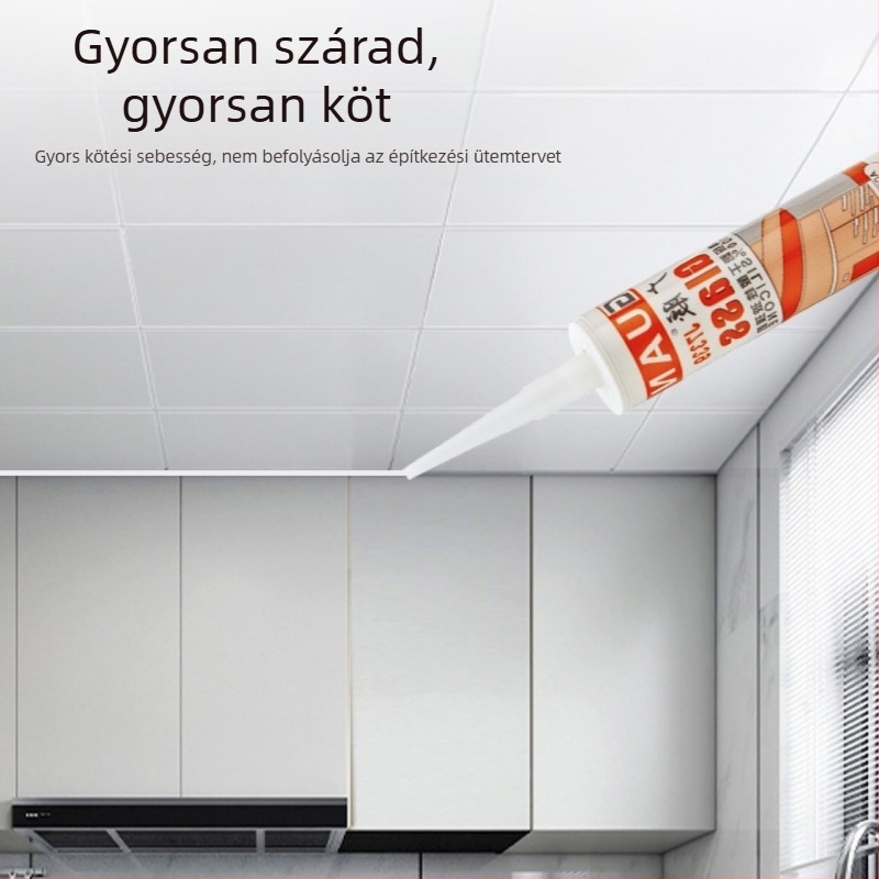 Gyorsan száradó savas szilikon üvegragasztó – átlátszó integrált mennyezet tömítő, gyorsan száradó javító paszta