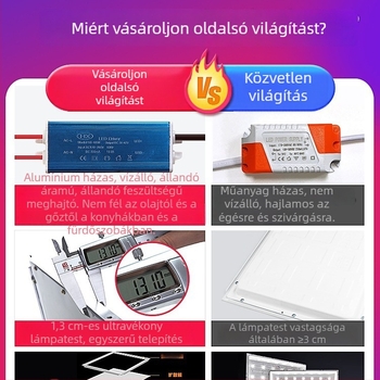 Szupervékony integrált mennyezeti LED panel oldalirányú megvilágítással, 300×300 mm, beépített alumínium panelbe