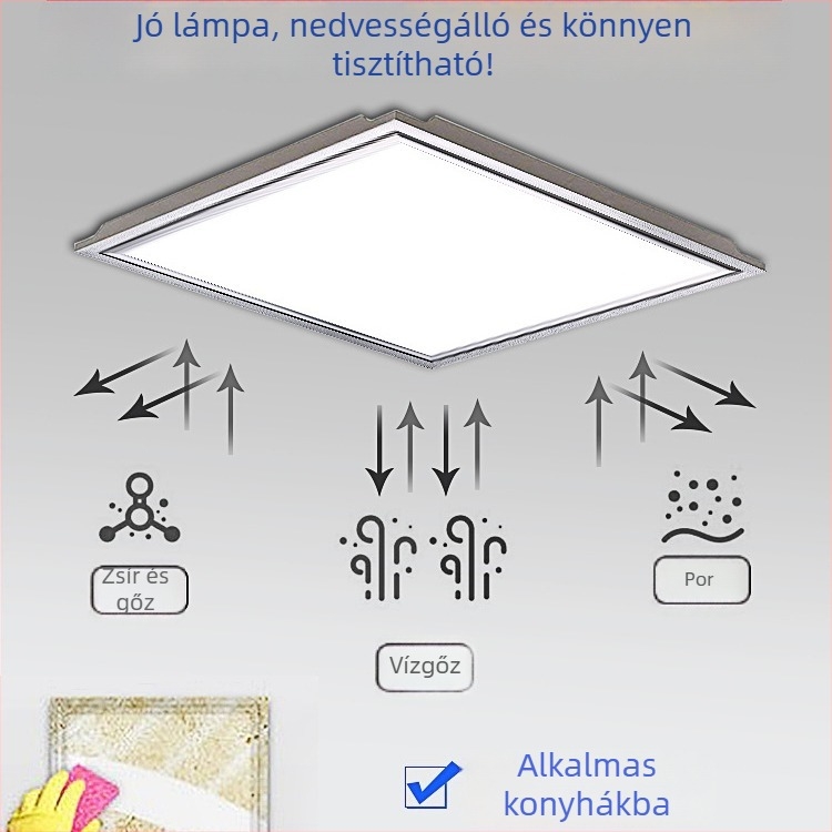 Szupervékony integrált mennyezeti LED panel oldalirányú megvilágítással, 300×300 mm, beépített alumínium panelbe