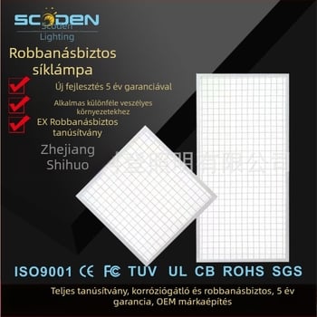 Beépített vas hálóval rendelkező robbanásbiztos LED panellámpa, 30×30 cm és 60×60 cm