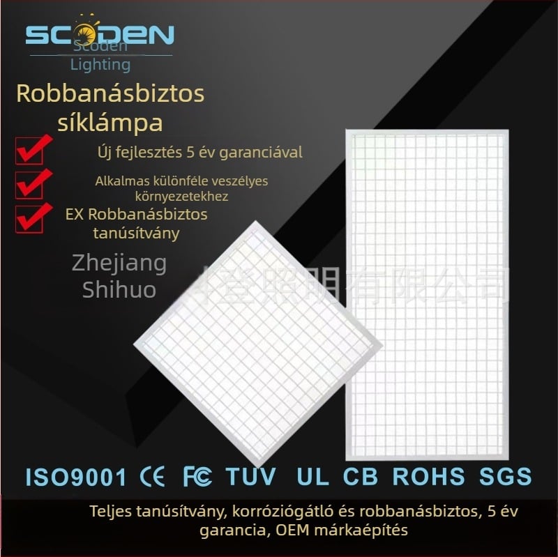 Beépített vas hálóval rendelkező robbanásbiztos LED panellámpa, 30×30 cm és 60×60 cm