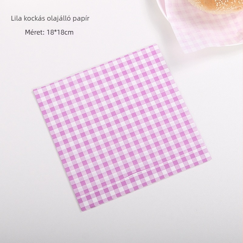 18 cm-es négyzetes laminált zsírtűrő papír burgeres dobozokhoz, tízóraihoz, tortákhoz és szendvicsekhez