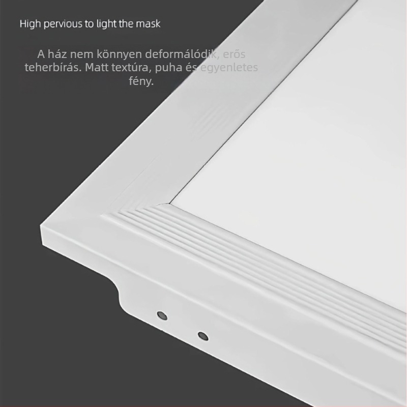 Beépíthető mennyezet LED panel 600x600, neutrális és meleg fény, három fényhőmérséklet opció, gipsz-mineralvattás lemez, alumínium keret.