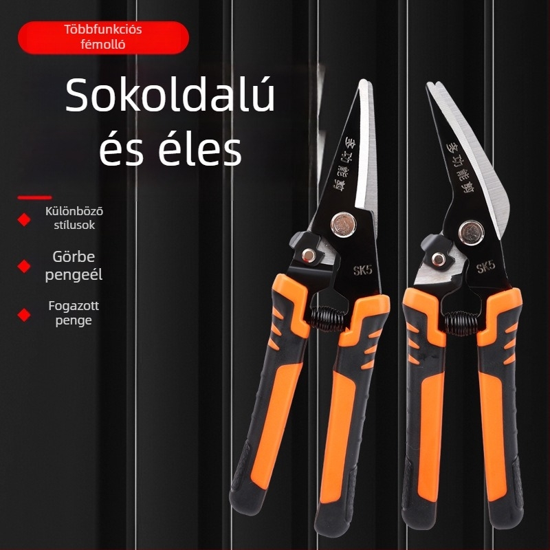 Ipari lemezolló – nehéz teherbírású, többfunkciós kézi olló acél- és alumínium lemezekhez.