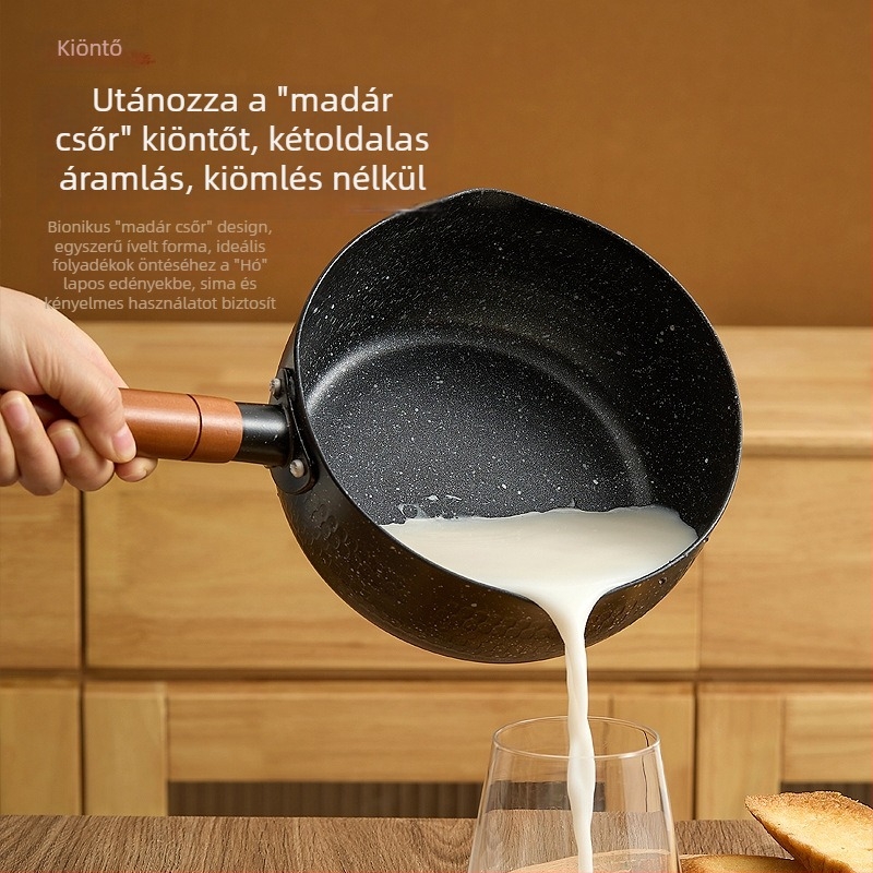 Nem tapadó bébi tejfőző fazék levesekhez, kis méret Maifan kővel és üvegfedővel
