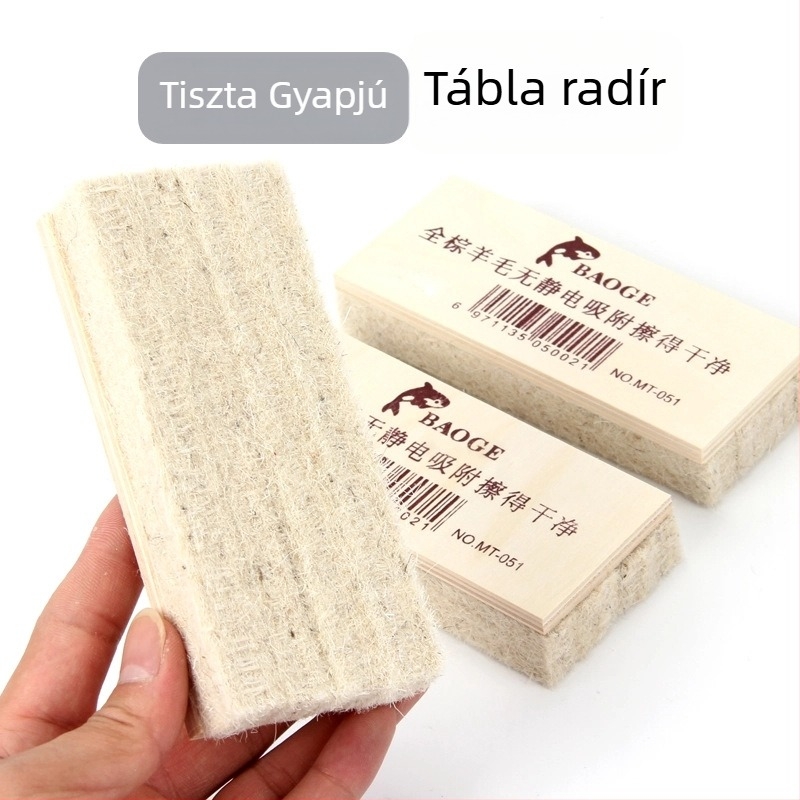 Gyapjúfilcből készült táblaradír, tartós, pormentes, osztálytermi használatra