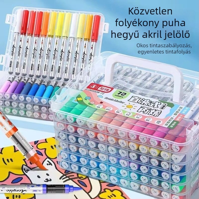 Direkt folyékony, puha végű akril filctoll készlet, átlátszatlan vízálló akvarell filctollak, rétegző színek DIY grafitihoz