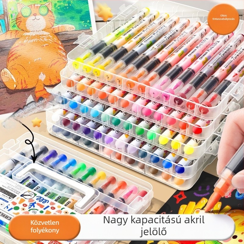 Direkt folyékony, puha végű akril filctoll készlet, átlátszatlan vízálló akvarell filctollak, rétegző színek DIY grafitihoz