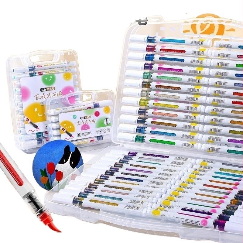 Direkt folyékony, puha végű akril filctoll készlet, átlátszatlan vízálló akvarell filctollak, rétegző színek DIY grafitihoz
