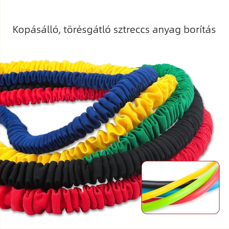 Kezekre, lábakra és csípőre tervezett ellenállás-szalag húzókötéllel edzéshez és jóga