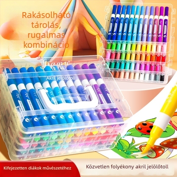 Közvetlen folyékony akril filctoll gyerekeknek, nem áthatoló vízfesték filctoll, színes toll