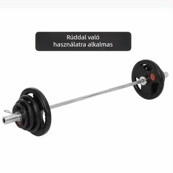5 kg-os gumírozott olimpiai súlytárcsák háromlyukas kialakítással, kézi fogással