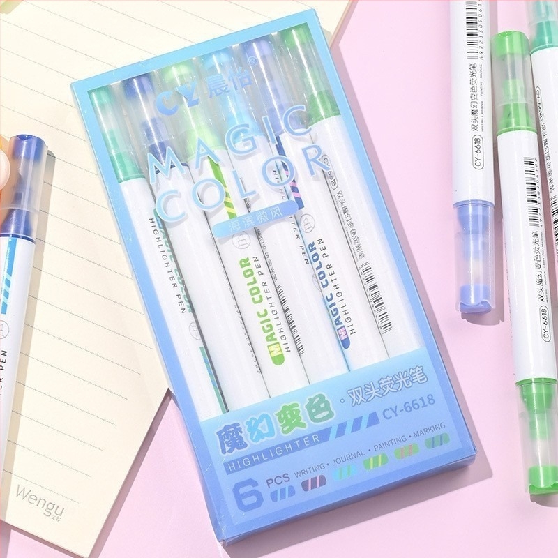 Mágikus színváltó toll, dupla végű fluoreszkáló marker, sokszínű rajzokhoz, DIY diákoknak