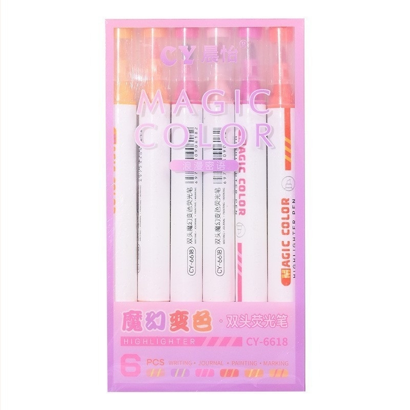 Mágikus színváltó toll, dupla végű fluoreszkáló marker, sokszínű rajzokhoz, DIY diákoknak