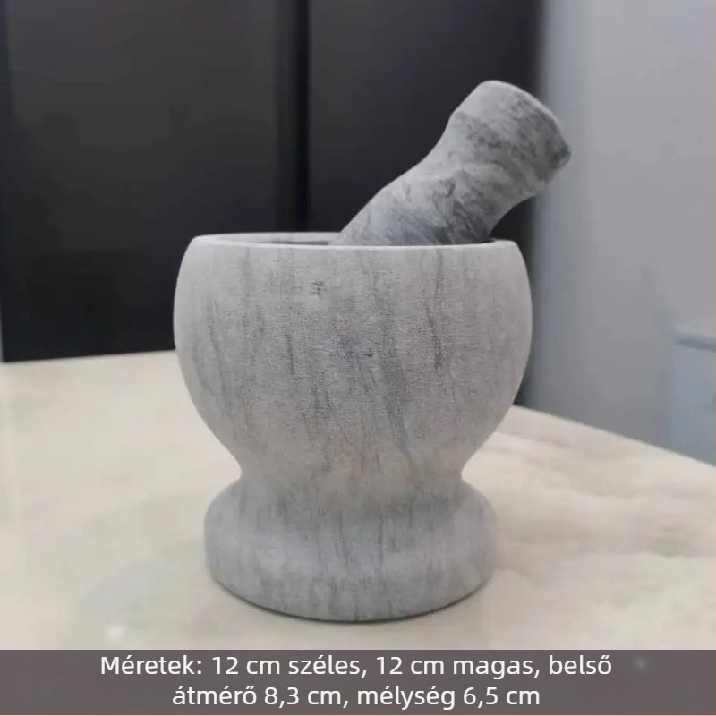 Természetes kő fokhagyma mozsár és zúzó, hámozóval