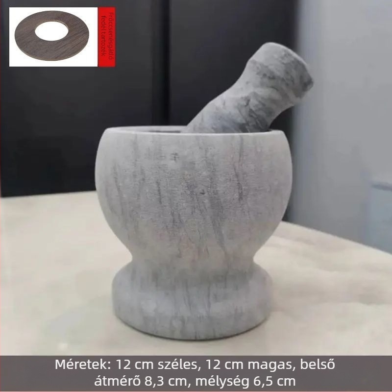 Természetes kő fokhagyma mozsár és zúzó, hámozóval