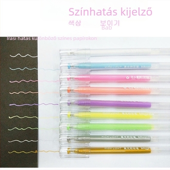 Bai Tong 982 Pastell fluoreszkáló gél tollak, 9 szín fekete kartonhoz és napló kontúrozáshoz