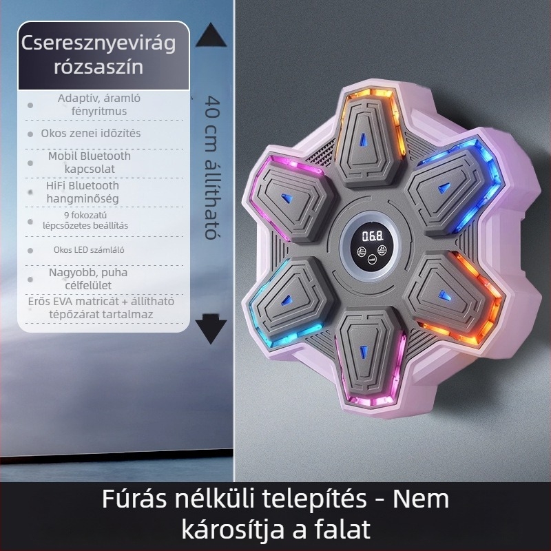 Okos zenés bokszgép otthoni használatra – felnőtt edzés zenés falra irányítva és Sanda felszereléssel