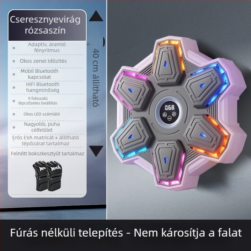 Okos zenés bokszgép otthoni használatra – felnőtt edzés zenés falra irányítva és Sanda felszereléssel