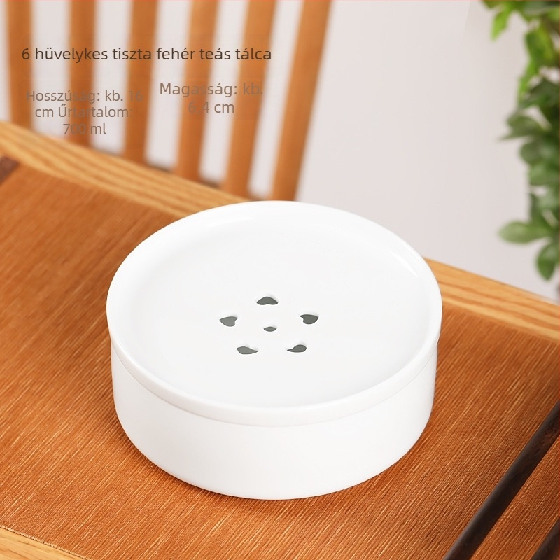 Gongfu utazó teáskészlet kerámiatálcával, fehér porcelán, hordozható otthonra, autóba és kültéri használatra
