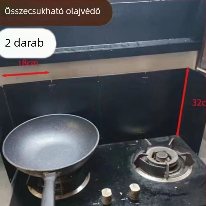 Összecsukható konyhai olajfröccsenés elleni pajzs rozsdamentes acélból, gázfőzőhöz, hőálló szigetelő panel
