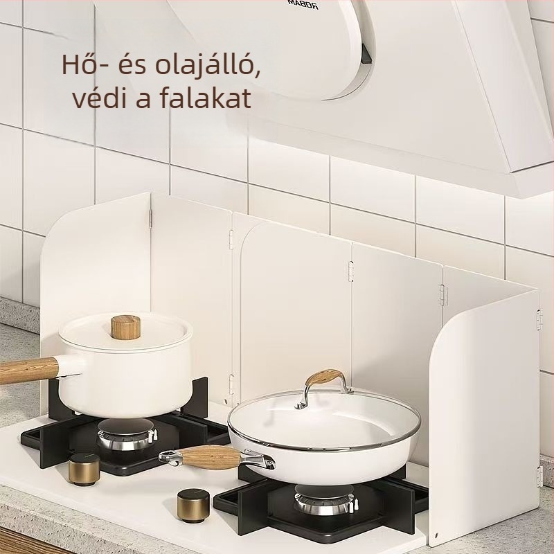 Összecsukható konyhai olajfröccsenés elleni pajzs rozsdamentes acélból, gázfőzőhöz, hőálló szigetelő panel
