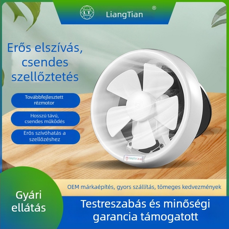 Fali kiáramló ventilátor fürdőszobába és konyhába, kör alakú, háztartási használatra, csendes és energiatakarékos