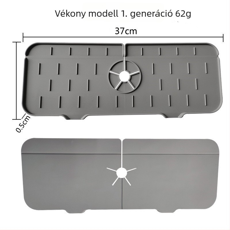 Élelmiszer-minőségű szilikon leeresztő alátét, konyhába és fürdőszobába, fröccsenés elleni védelem, hosszú, összecsukható.