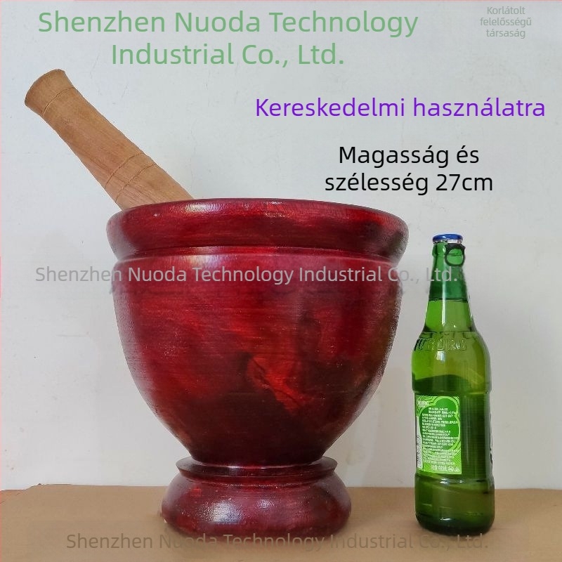Fából készült mozsár és törőkanál háztartási és kereskedelmi használatra, hagyományos konyhai eszköz őrléshez