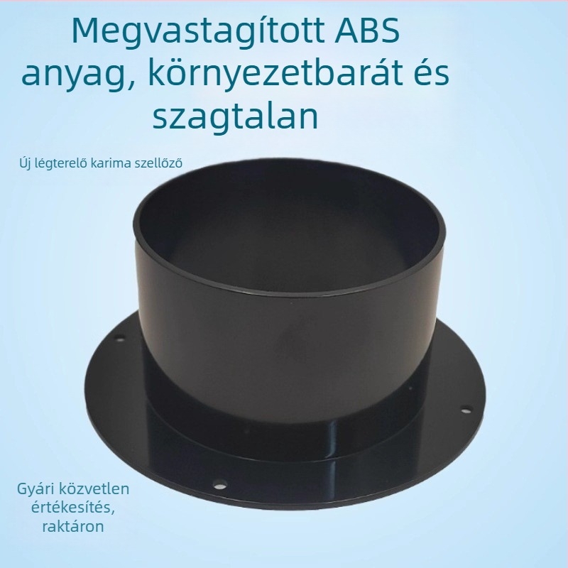 ABS kerek aljával rendelkező levegő kivezető csatlakozó Ø100-as friss levegő rendszerhez, páraelszívó és klímaberendezés kiárathoz, flaniszúventilációs csatlakozó