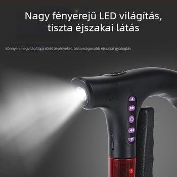 Többfunkciós okos rádiós járóbot időseknek, csúszásmentes teleszkópos járóbot LED lámpával, alumínium fogantyú