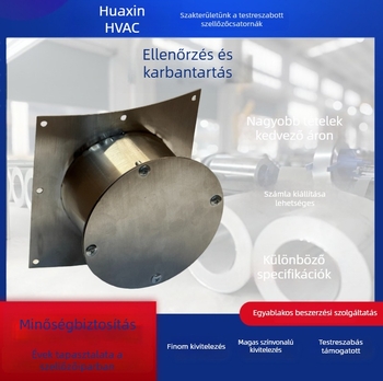 Rozsdamentes acélből készült flanszcső fedőlemezzel, kör alakú hozzáférési nyílás mintavételre és légáramlás-mérő dugóval környezeti védelmi gázcsőhöz