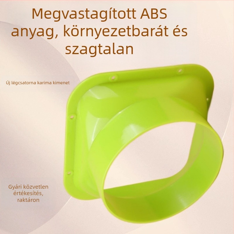 ABS frisslevegő rendszer kimeneti csatlakozó, kör alakú flanSSzal, négyzetből-körbe adapter a konyhai szellőzőhöz