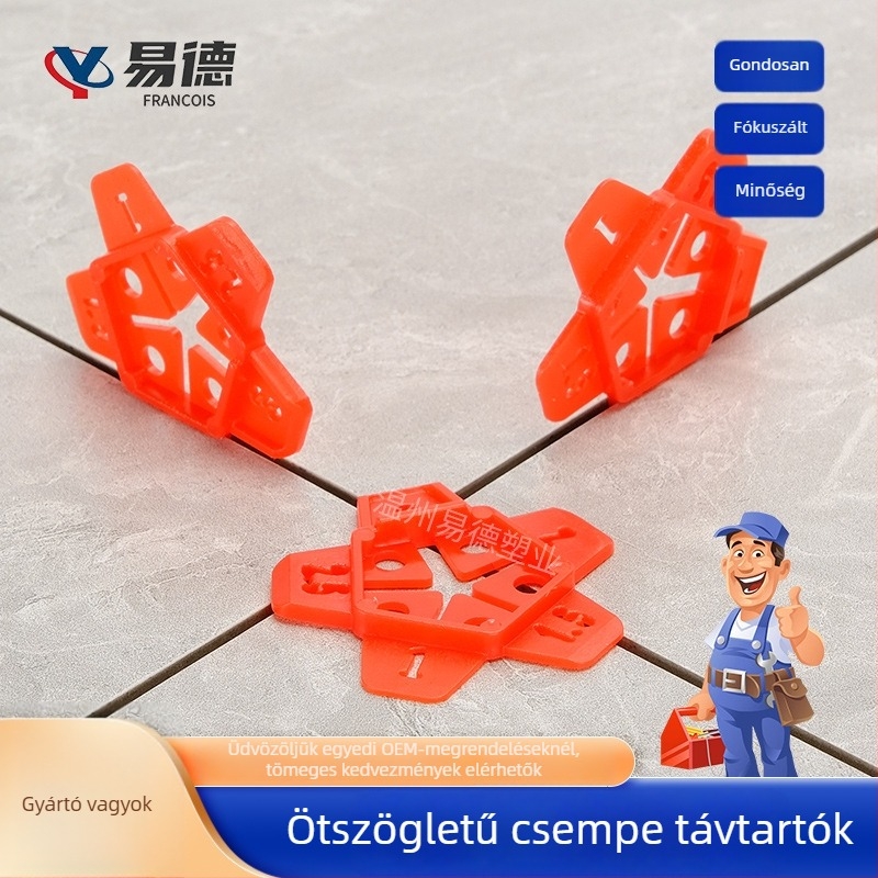 Ötfokú csillag alakú kereszt csempe szintező, pontos pozicionálás és fugák megtartása, 5 az 1-ben