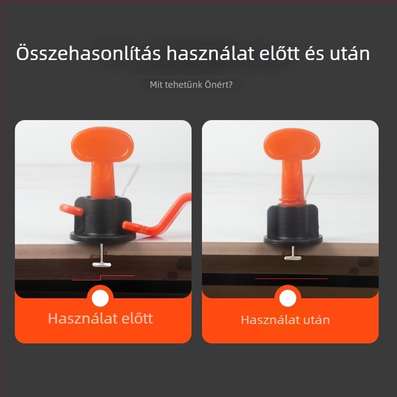 Nagy körfejű, rögzített tűvel ellátott szintező eszköz – forgó csempeburkoláshoz