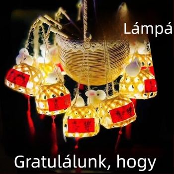 Chaoshan stílusú bambusz fonott lámpa világítással — kis lámpás éjszakai piacra